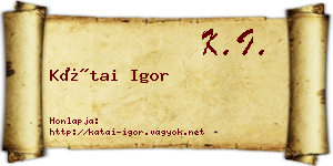 Kátai Igor névjegykártya